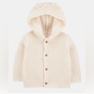 New Cater’s Natural White Textured Cardigan Sweater Bear Ears Hooded 3 Months
